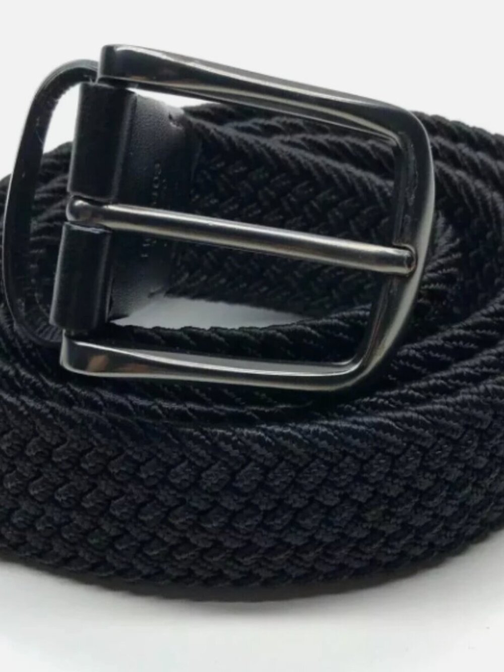 Penguin Black Mens Belt Siez small 30-32 Stretch Gunmetal Buckle 1 1/4"